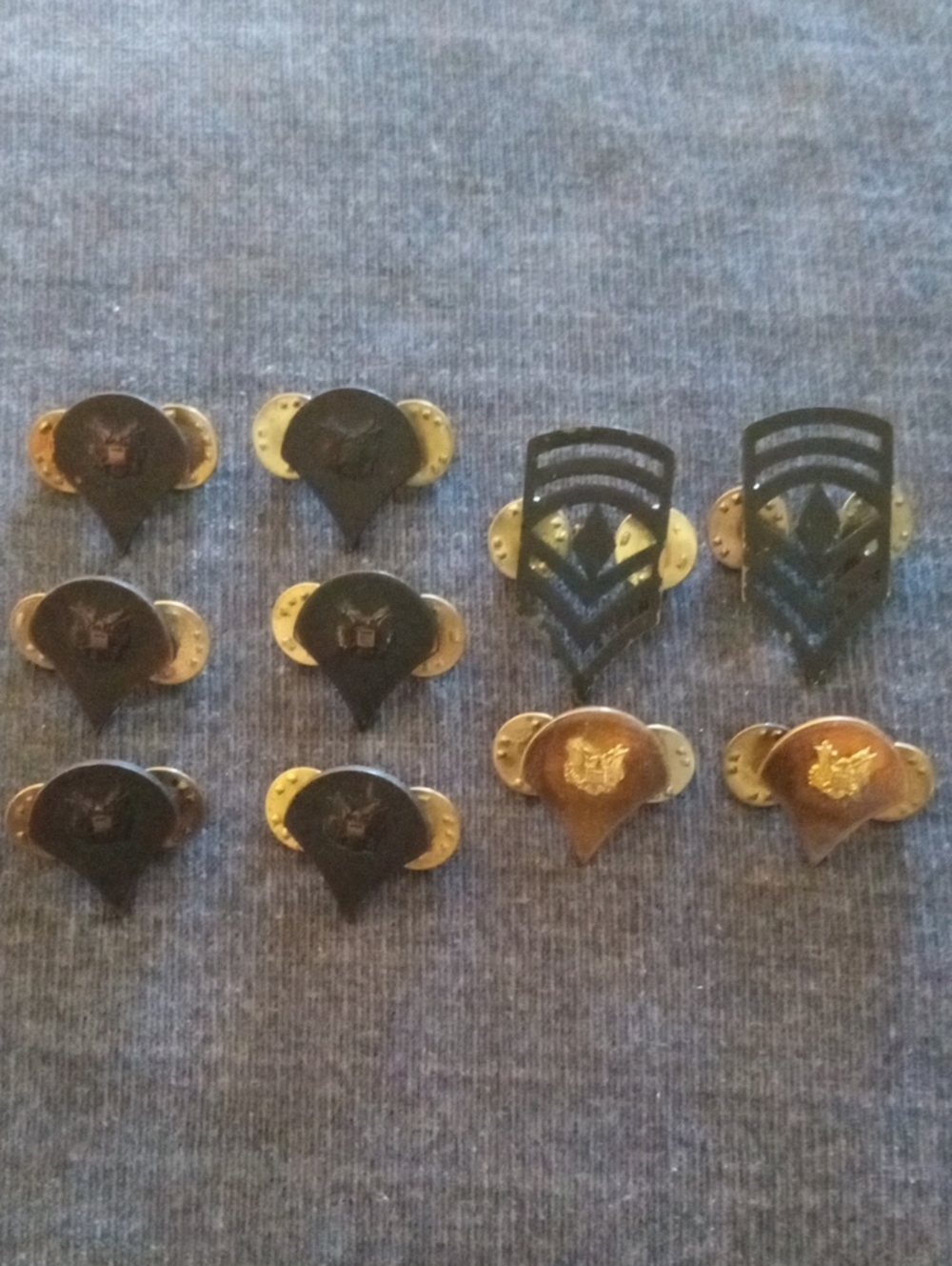LOT: Vintage US Army Subdued Rank Insignia Pins Vietnam Era